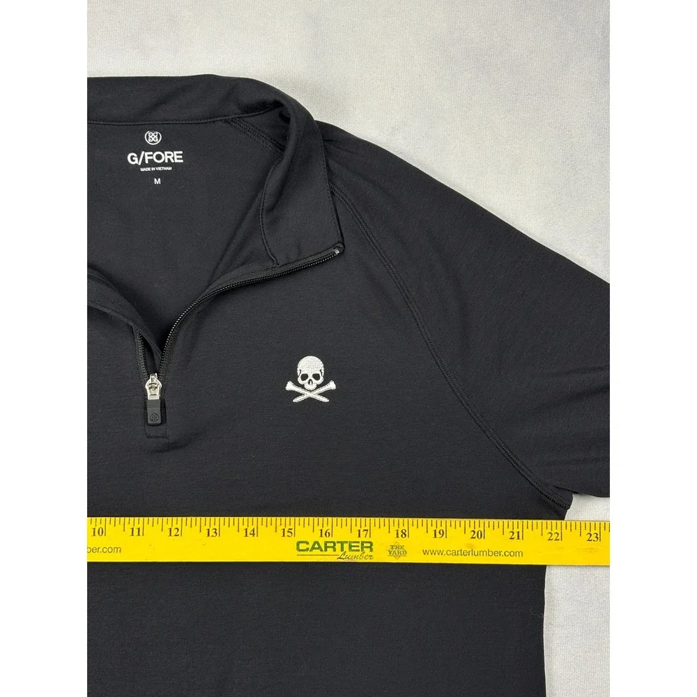 G/FORE Mens Quarter Zip Golf Pullover Onyx Black‎ Skull & Tees G4MS21K79 Size M